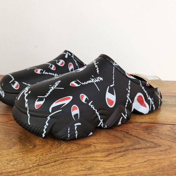 New Champion Super Meloso Warped Slides Black White Mens Sz 7 Closed Toe Slip on - Picture 4 of 8